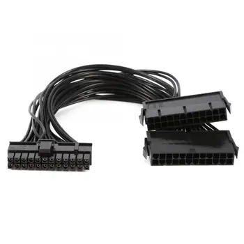 30 cm 24pin atx 20 + 4pin dubbla synkron nätaggregat (psu) power adapter kabel, 24-core dubbla PSU förlängningskabel
