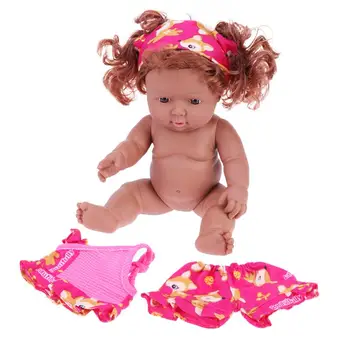 30 cm Baby Simulering Docka Afrikanska Docka Svart Hud Reborn Baby Doll Mjuk Vinyl Silikon Barn Leksaker För Barn Flicka Födelsedagspresent