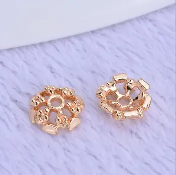 30 st Koppar Rose Blomma Pärla Caps 24K Guld färg Charm Pärlor DIY-Gör smycken resultat
