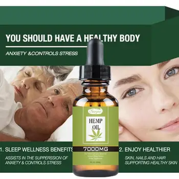 30ml Ekologisk Eterisk Olja Hampa Olja 7000MG Växtbaserade Droppar Kroppen Lindra Stress Oil Skin Care att Sova