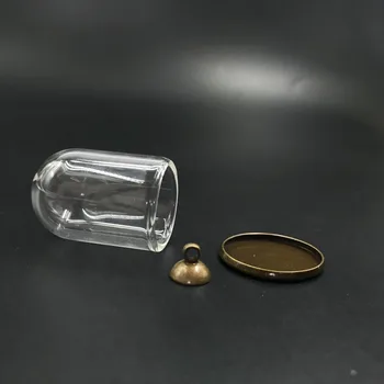 30x20mm whoesale rör bell jar-form med brons klassiska bas rare pärlor cap injektionsflaska av glas hänge halsband glas som önskar flaska