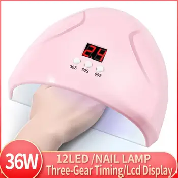36W LED UV-Lampa 7Color Spik Lampa LCD-Display Nail Gel Torktumlare Lampa USB-Laddning Auto Lampa För Manikyr