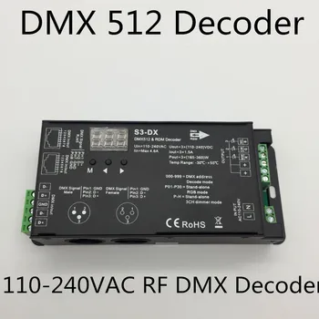 3CH*1,5 A RF2.4GHz DMX-RDM 220vDecoder 110-240V Enda färg Dubbla vit RGB LED strip ljus med hög effekt DMX512 110v Dekoder S3-DX