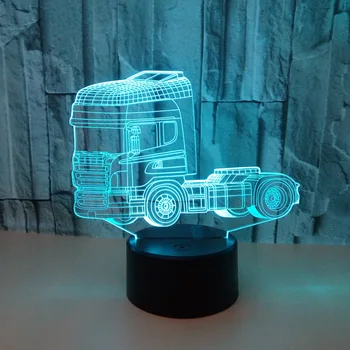 3D-Led-Modellering skrivbordslampa 7 Färg Lastbil Ändra Lutning Atmosfär Belysning Cool Kille Säng Natten Armatur Dekoration Leksak