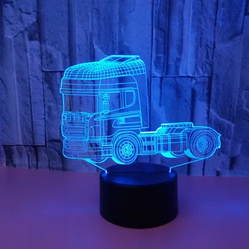 3D-Led-Modellering skrivbordslampa 7 Färg Lastbil Ändra Lutning Atmosfär Belysning Cool Kille Säng Natten Armatur Dekoration Leksak