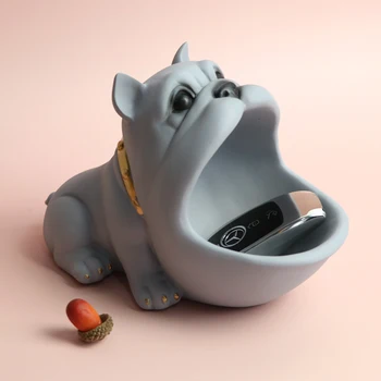 3D-Nordic Cool Hund Bulldog Statyett Stor Mun Hund förvaringsbox Hem Dekorativa Harts Konst Skulptur heminredning bröllopsgåva