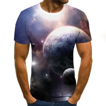3D T-shirt för män oregelbundet mönster tryckt kortärmad sommar casual rund hals T-shirt kul formen mönster street kläder