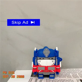 3D Tecknade Transformers Autobots Optimus Prime Hörlurar Fall för Airpods 1 2 Pro Headset Silikon Skyddande Sleeve Funda