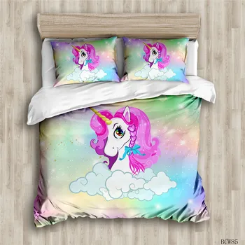 3D unicorn ut sängkläder uppsättningar queen size-kids sängkläder lyxiga påslakan med örngott 3st hjälparen satt twin bed set
