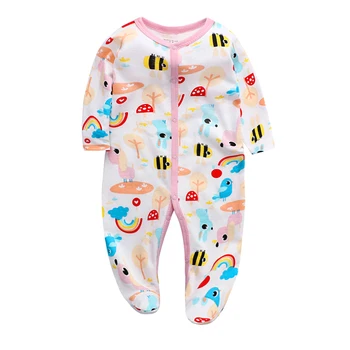 3st Pojke Kläder på Foten Sparkdräkter Bekväma Nyfödda Pyjamas Tecknat Tryckt Spädbarn Jumpsuit Romper Flickor Kläder som