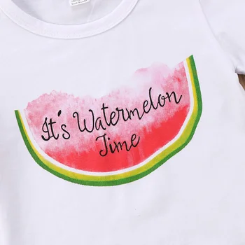 3ST Set Nyfödda Barn Pojke Flicka Sommaren Vattenmelon Outfits Kort Ärm T-shirt i Bomull Toppar+Shorts Pannband Uppsättning Kläder