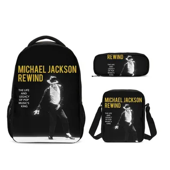 3st Väska som 3D-Dansare-Kungen Michael Jackson Ryggsäckar Penna Väska skolväska tonårspojkar Barn Barn Ryggsäck Mochila