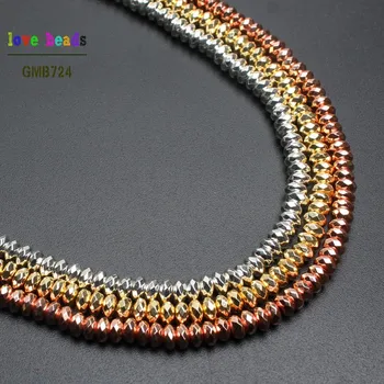 4*2 mm Facetterade Rondell Hematit Pärlor i natursten Pärlor För Smycken Gör 180pcs/mycket Spacer Pärlor Diy Smycken