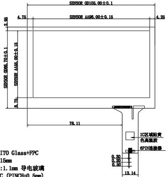 4.3 tums IIC GT911 Pekskärm För DIY Övervaka 96*55mm USB-styrkortet Stöd WIN8 10 Android Linux