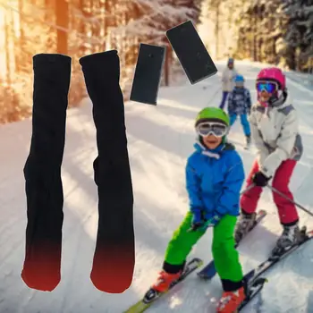 4.5 V Bomull Uppvärmd Sockings Dual-Layer Vintern Fot För Barn Elektrisk Varma Termisk Strumpor För Utomhusaktiviteter Som Skidåkning Vandring
