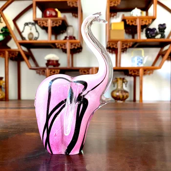 4 Färger Crystal Glass Elephant Figurer Tabell Prydnad Skulptur Vilda Liv Handgjorda Hantverk Handblåst Art Heminredning Eller