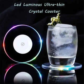 4-pack Akryl kristall LED-ljus-och-dalbana cocktail bar-och dalbana vit färg transparent bas föränderliga färg vattentät