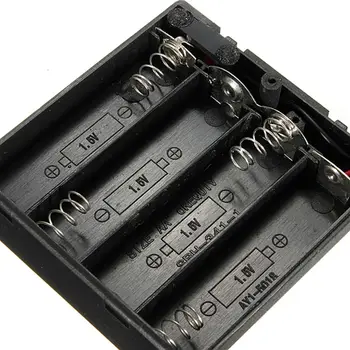4 X AA-Batteri Hållare Fall Sluten Låda AV/PÅ Switch Med Ledningar För Rc Delar