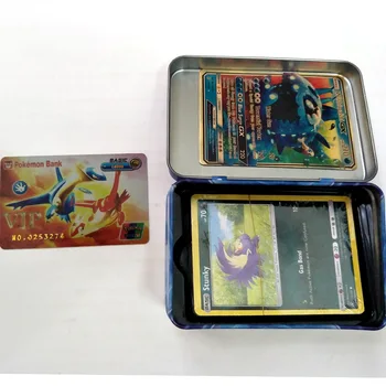 42pcs/set Järn Metall Box Pokemon TAKARA TOMY Slaget Leksaker Sun Moon Pokemons Låda med Pikachu Spelet Anime Bank-Kort för Barn