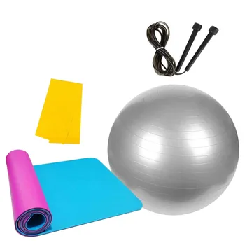 4st Sport, Fitness Yoga Boll Set Innehåller 45cm Pilates Balans Gym Utöva Yoga Boll 10mm yogamatta Motstånd Band #g3