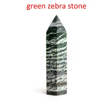 5/10st 50-60mm Naturliga Polerad Grön Zebra Sten Trollspö Rand Kristall Sten Obelisk Rock Kvarts Punkt Reiki Healing Eller Inredning