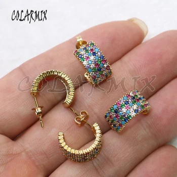 5 par stud krok örhängen rainbow crystal C form örhängen rainbow zirkon örhängen smycken accessoarer för kvinnor 5561