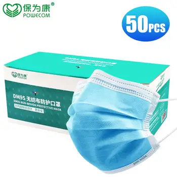 50/100st/Pack POWECOM Andas Disponibla Mun Mask Anti-Damm Respirator Face Mask Effektivt Skyddande Mun Dämpa Täcka