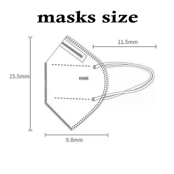50 St KN95 Ansiktsmasker Damm Respirator KN95 Mun Masker Anpassningsbar Mot Föroreningar Andas Mask Filter (ej för medicinskt bruk)