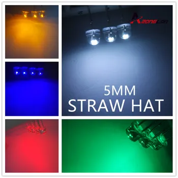 500pcs/mycket 5mm stråhatt led-diod 100 st varje gul röd blå grön vit (4.8 mm) lysdioder Lysdioder blanda färgen kit