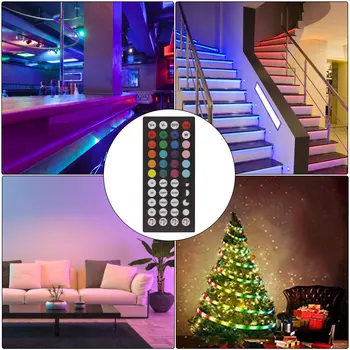 5050 Led Strip Light Multi Mode Dimmable RGB Tape Color Changing with Music 44 keys Remote Ribbon Flexible Neon Lamp for Bedroom
