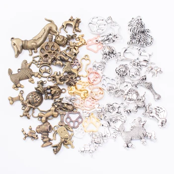 50g het försäljning metall blandat charm djur dog antik brons armband halsband handgjorda smycken gör grossist DIY
