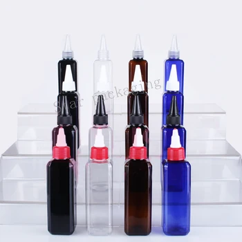 50st 100 ml multicolor tomma plast PET lotion behållare med luva,fyrkantiga flaskor av plast,travel size kosmetiska behållare