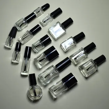 50st 5ml Transparent Glas Nagellack Tom Flaska Med Lock Borste Tom Kosmetiska Behållare Spik Glas Flaskor med Pensel