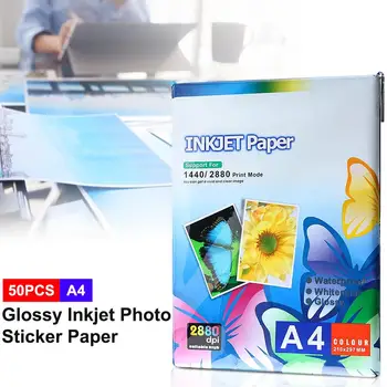50st A4 Klistermärke Fotopapper för Bläckstråleskrivare etikettark Vattentät Fotopapper av Hög Blank Självhäftande Papper för Bläckstråleskrivare