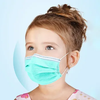 50st Grön kille Disponibla 3-ply Mun Masker Anti-vind Enkel Ansiktsmask Med Elastisk Öronbygeln Barn Anti-pollution Täcka Mun