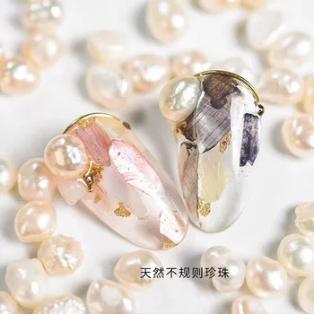 50st Japansk spik pearl dekoration oregelbunden rund pärla 3d naturliga färgen pearl markera nail arts charms