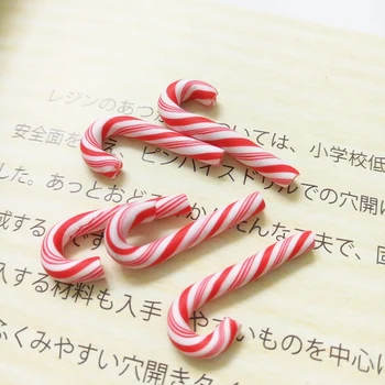 50st Röda Och Vita Handgjorda Christmas Candy Cane Kawaii Miniatyr Mat Dockskåp heminredning