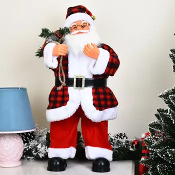 58cm God Jul Dekorationer för Hemmet Röd Santa Claus Docka med Musik Swing Funktion Elektrisk Gott Nytt År 2021 Navidad