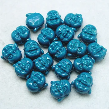 5st blå leende buddha huvuden matchande pärlor för kvinnor armband lera material vilket gör storleken 18x18mm lera material bästsäljande