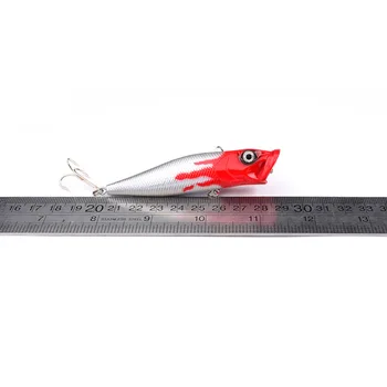 5ST Popper Fiske Lure Wobbler Trolling Hårt Bete 95mm/12.5 g 8# Krok Flyter Ovanpå Vatten Konstgjord ABS Bionic fiskeredskap