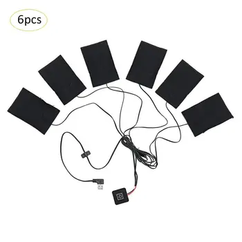 6-i-1 USB-Elektrisk Kläder Uppvärmning Pad Kolfiber Uppvärmda Kläder Pad Med Justerbar Tredje Växeln Matta Blad Värmare För Vintern