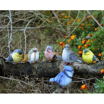 6 St Trädgård Djur Ornament Spela Skata Harts Liten Fågel Figuriner Fågel nya