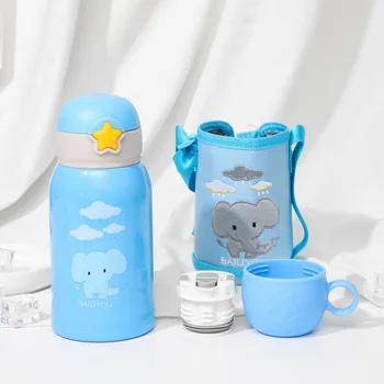 600ml Baby Utfodring av djur Cup Rostfritt Stål Mjölk Termos för Barn Isolerad varmt vatten Flaska läcka-poff termisk Cup
