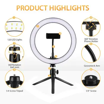 6in 10i 16 cm 26 cm LED Ring Ljus telefonhållare Selfie Mini stativ Ring Lampa För iphone huawei xiaomi Youtube Live-sändning Vide