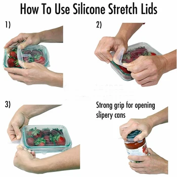 6st silikonskydd Kök Para Alimentos Stretch Silikon Lock Utensilio De Cozinha Couvercle Mat Tampa De Silikon Trädgård