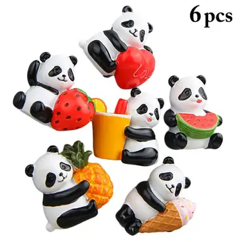 6st Tecknat Kreativa Tredimensionella Panda Frukt Version Magnetiskt Spänne Kylskåp Klistermärken Söt Pet Magnet Klistermärken