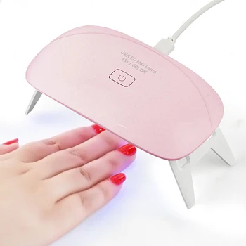 6W Mini Nail Lampa Rosa Vit Spik Torktumlare UV-LED-Lampa för Bärbar Mikro-USB-Kabel-Home Användning Torkning Lampa För Gel Lack