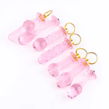 7st/set rosa kristall glas leksaker Dra ringen glas dildo anal plugg G-spot expander onani stimulering vuxen sexleksaker