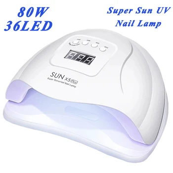 80W UV-LED-Nail Lampa Spik Torktumlare härdningslampan Med 36 St Lysdioder För Manikyr Gel Nagellack Torkar Lampa Med Timer Smart Sensor