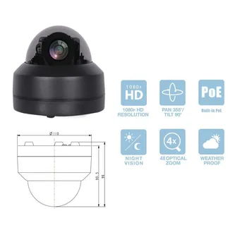 8MP IP PTZ Mini Dome 4K-Kamera ONVIF P2P Hisee Ir-Home Security Fast IP-Övervakning CCTV-Kamera 30M mörkerseende